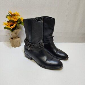 Chaps Gari Mid-Shaft Boots Buckle Strap Zipper Pull-On Style Women's Size 10 VGC